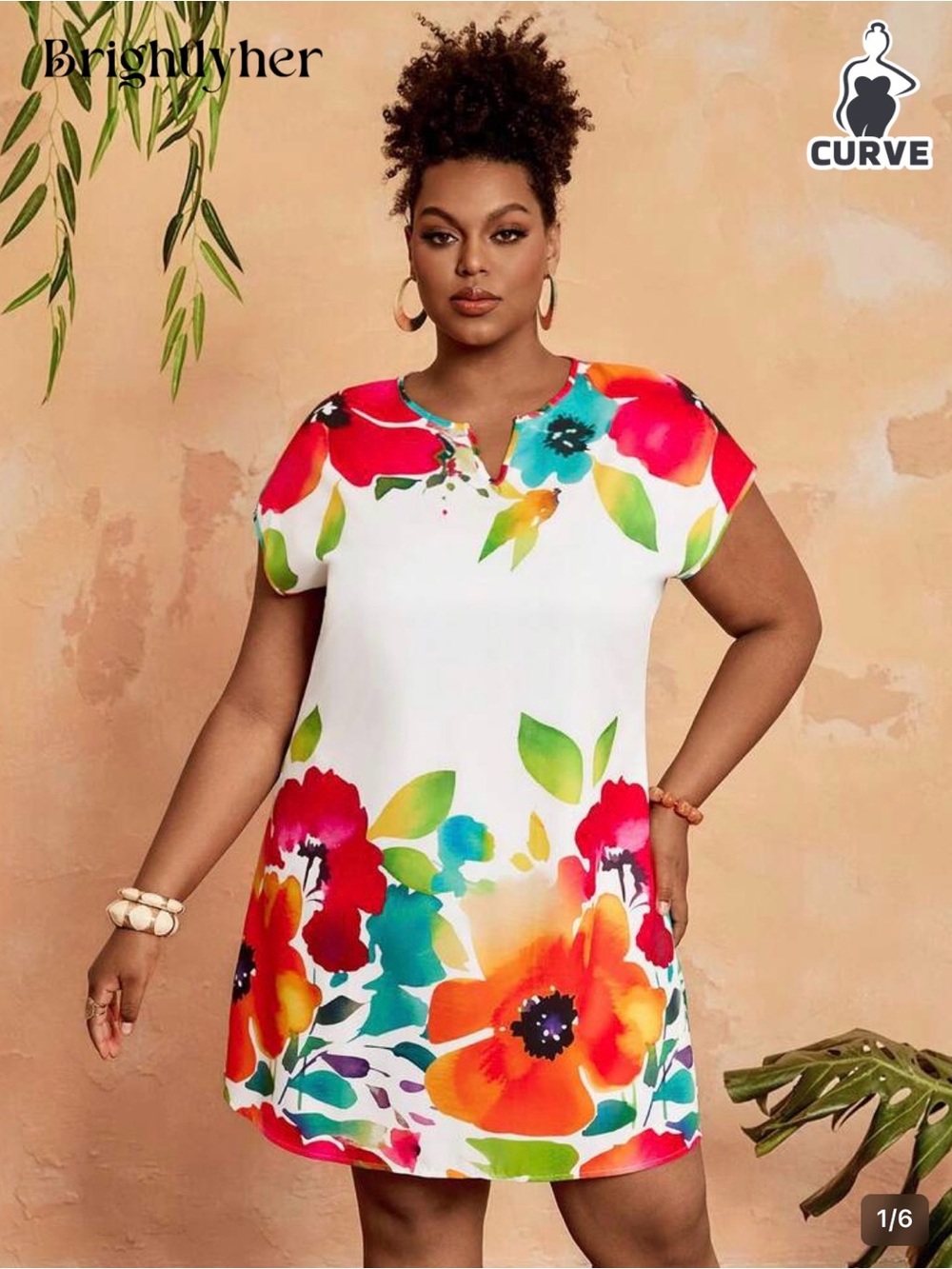 SHEIN White Floral Shift Dress with Multicolor Blooms